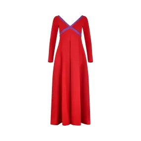 1969 Rudi Gernreich Red and Purple Wool Maxi Dress