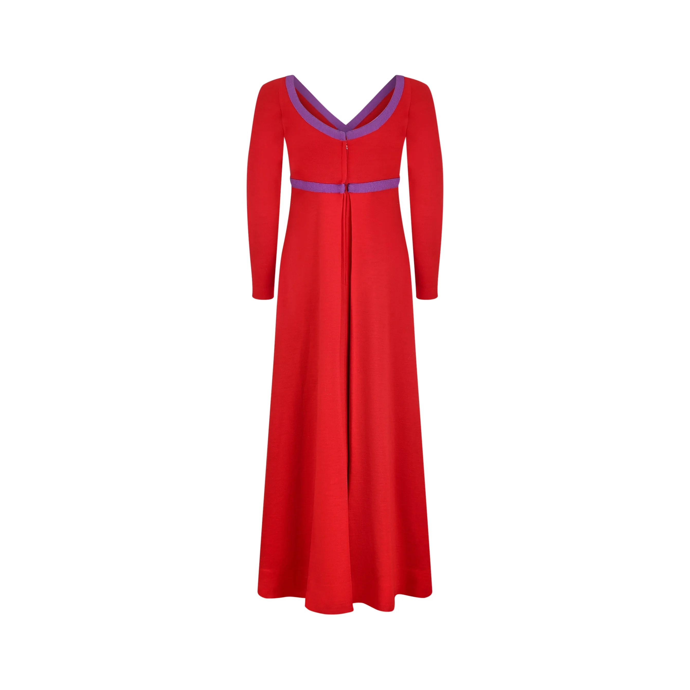 1969 Rudi Gernreich Red and Purple Wool Maxi Dress