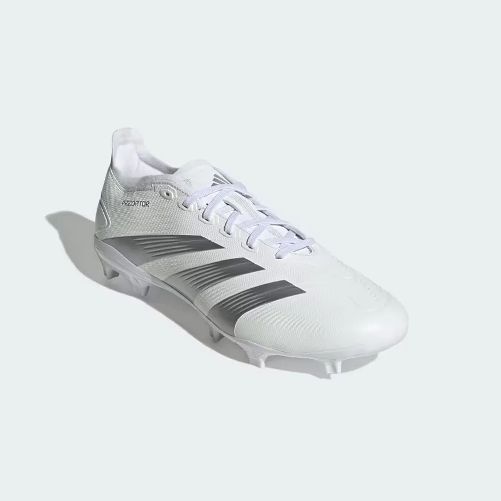 Adidas Predator 24 League Low FG Football Boots (White/Metallic Silver/Grey)