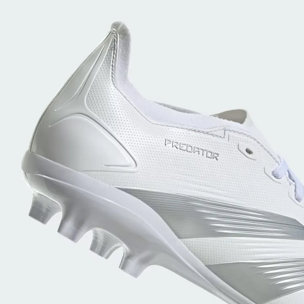 Adidas Predator 24 League Low FG Football Boots (White/Metallic Silver/Grey)