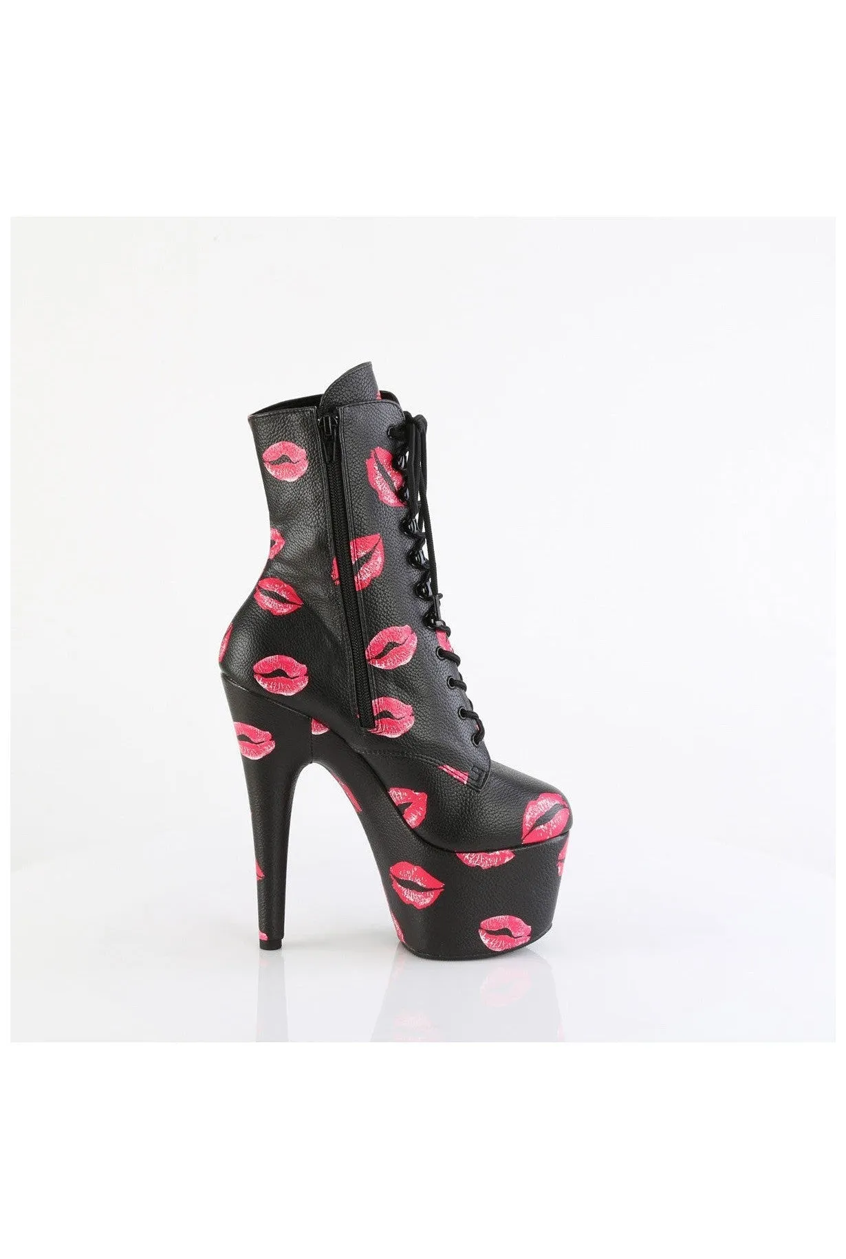 ADORE-1020KISSES Black Faux Leather Ankle Boot