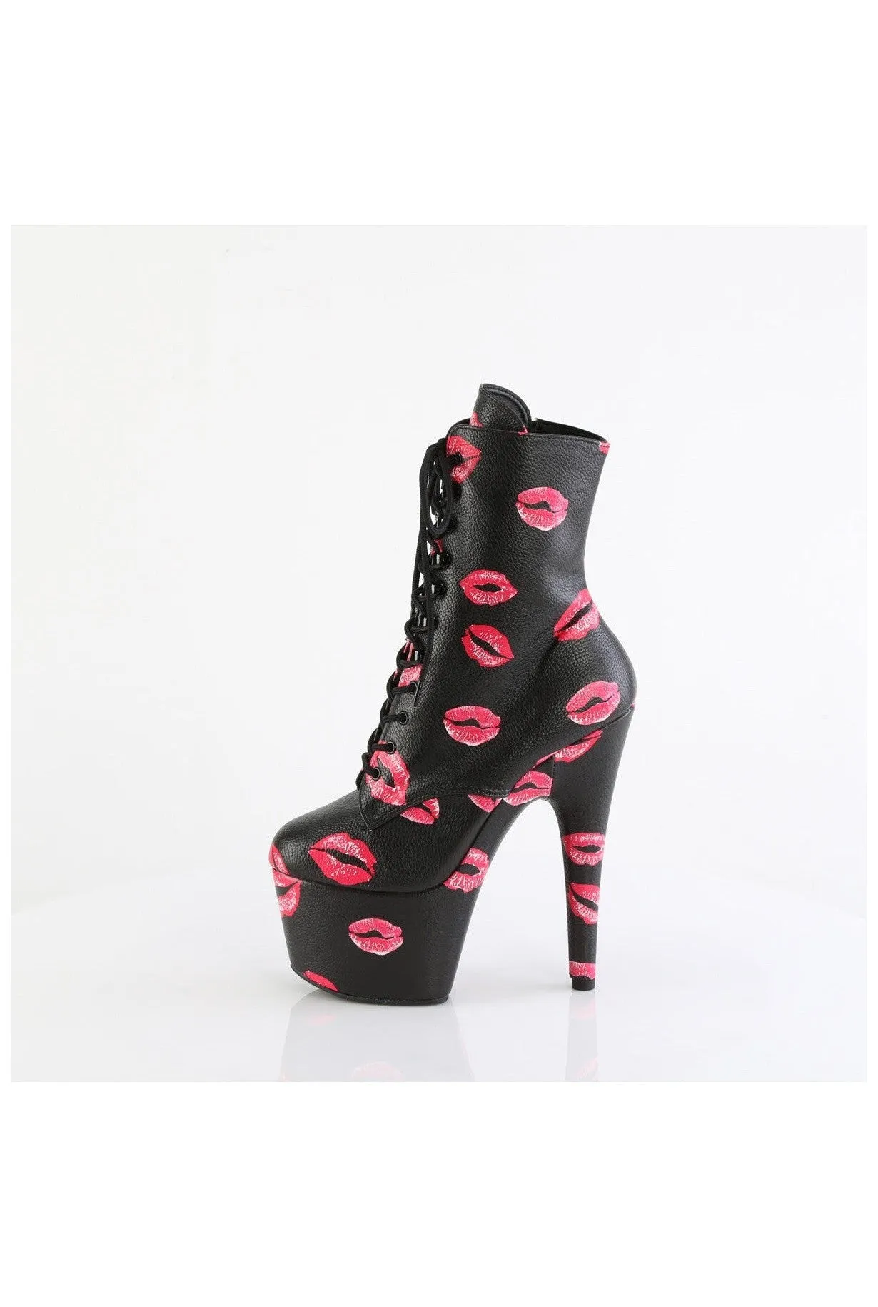 ADORE-1020KISSES Black Faux Leather Ankle Boot