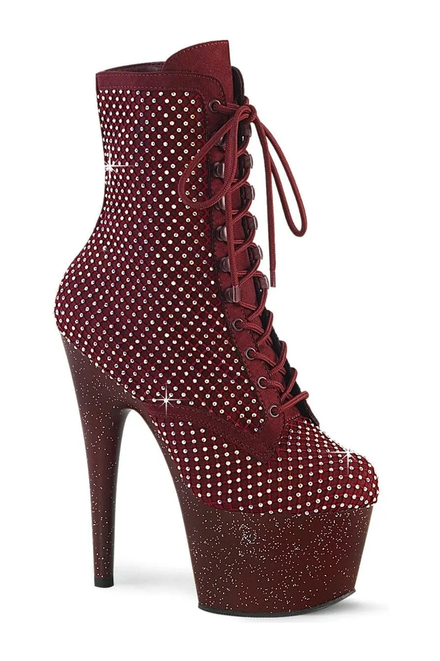 ADORE-1020RM Burgundy Faux Suede Ankle Boot