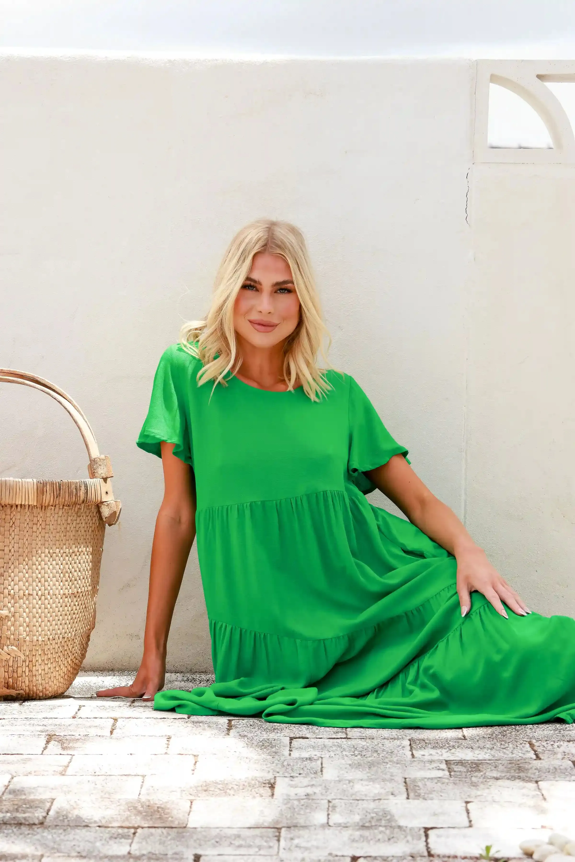 Alessia Linen Maxi Dress - Green