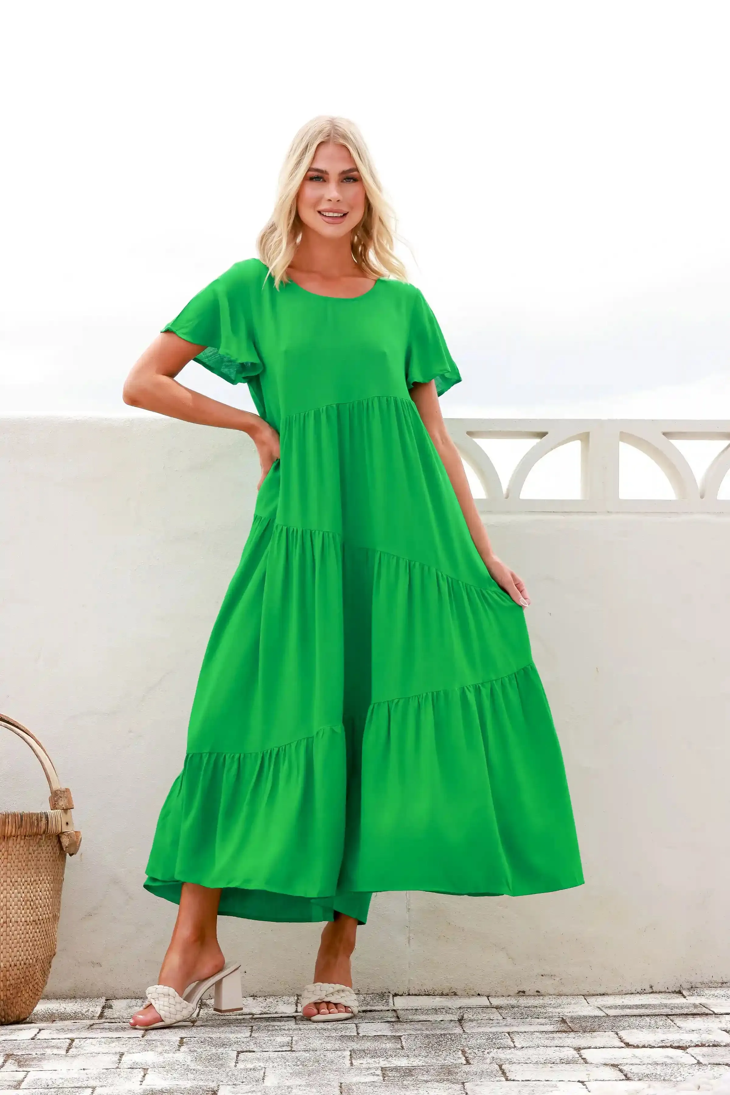 Alessia Linen Maxi Dress - Green