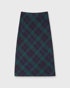 Ann Mashburn Marina Side Zip Skirt in Blackwatch Tartan Stretch Wool