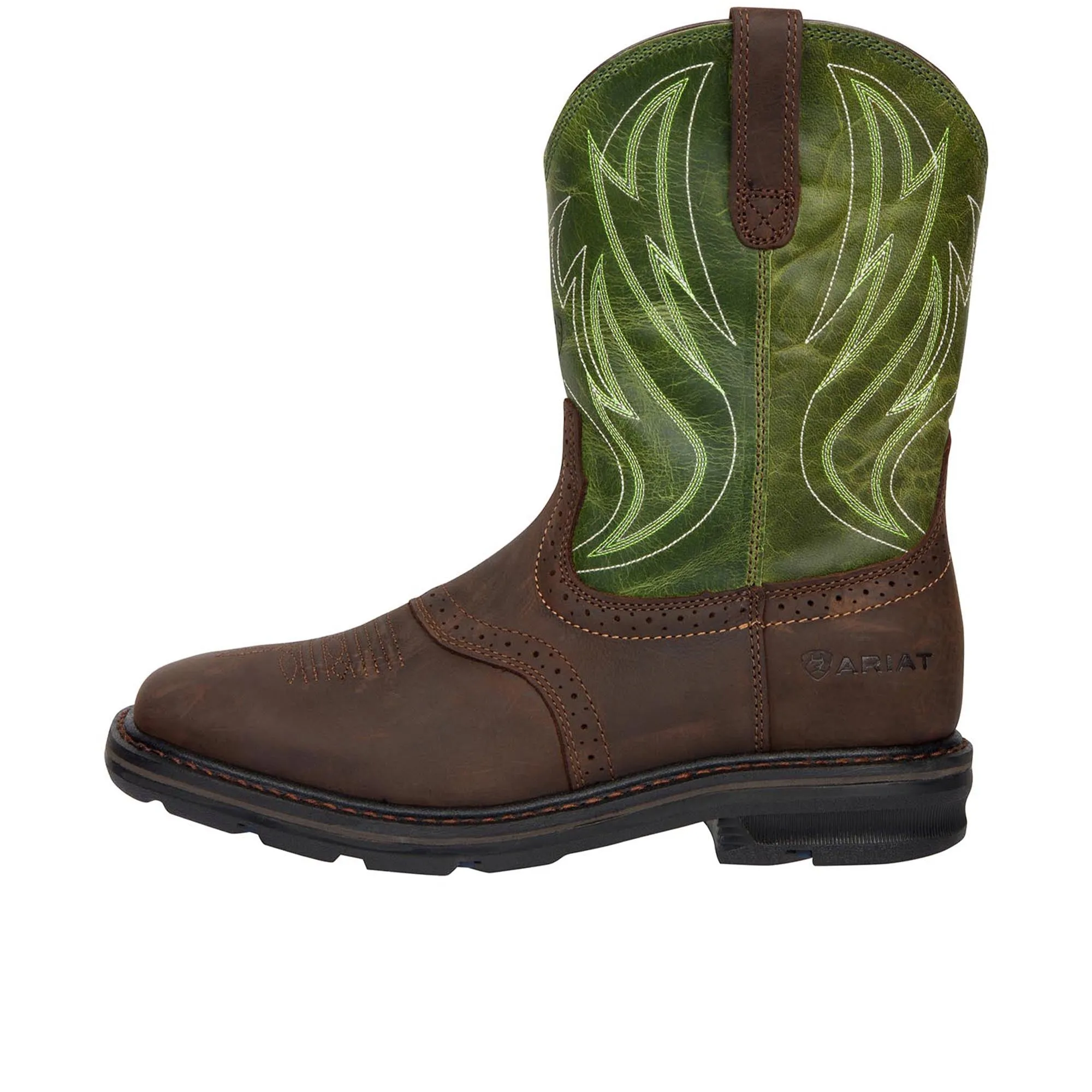 Ariat Sierra Shock Shield Square Toe Soft Toe Dark Brown Grass Green