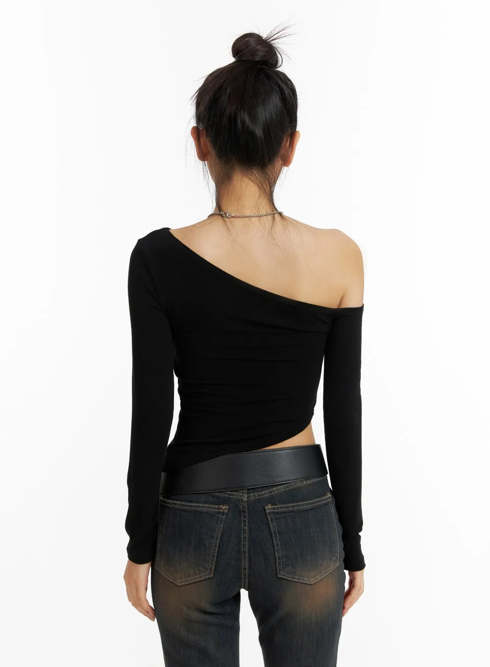 Asymmetrical One-Shoulder Side Cut Long Sleeve CF416