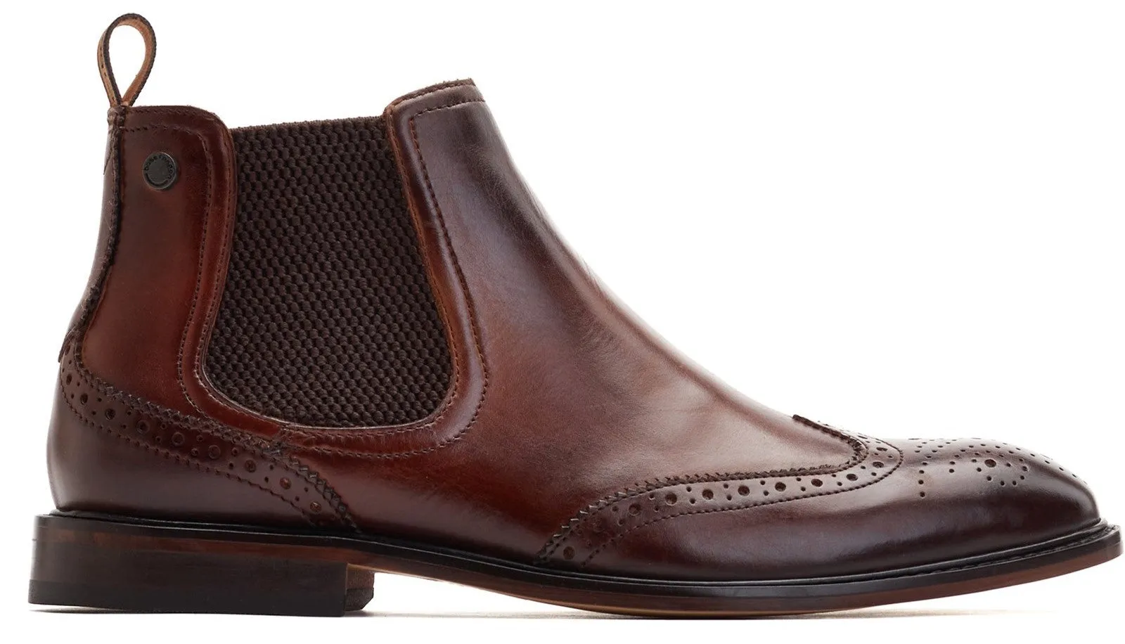 Base London Reid Mens Leather Brogue Chelsea Boot