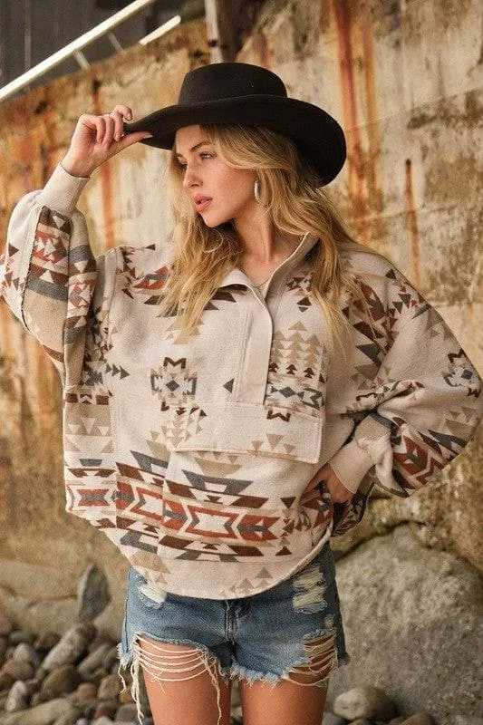 BLUE B Aztec Western Pullover