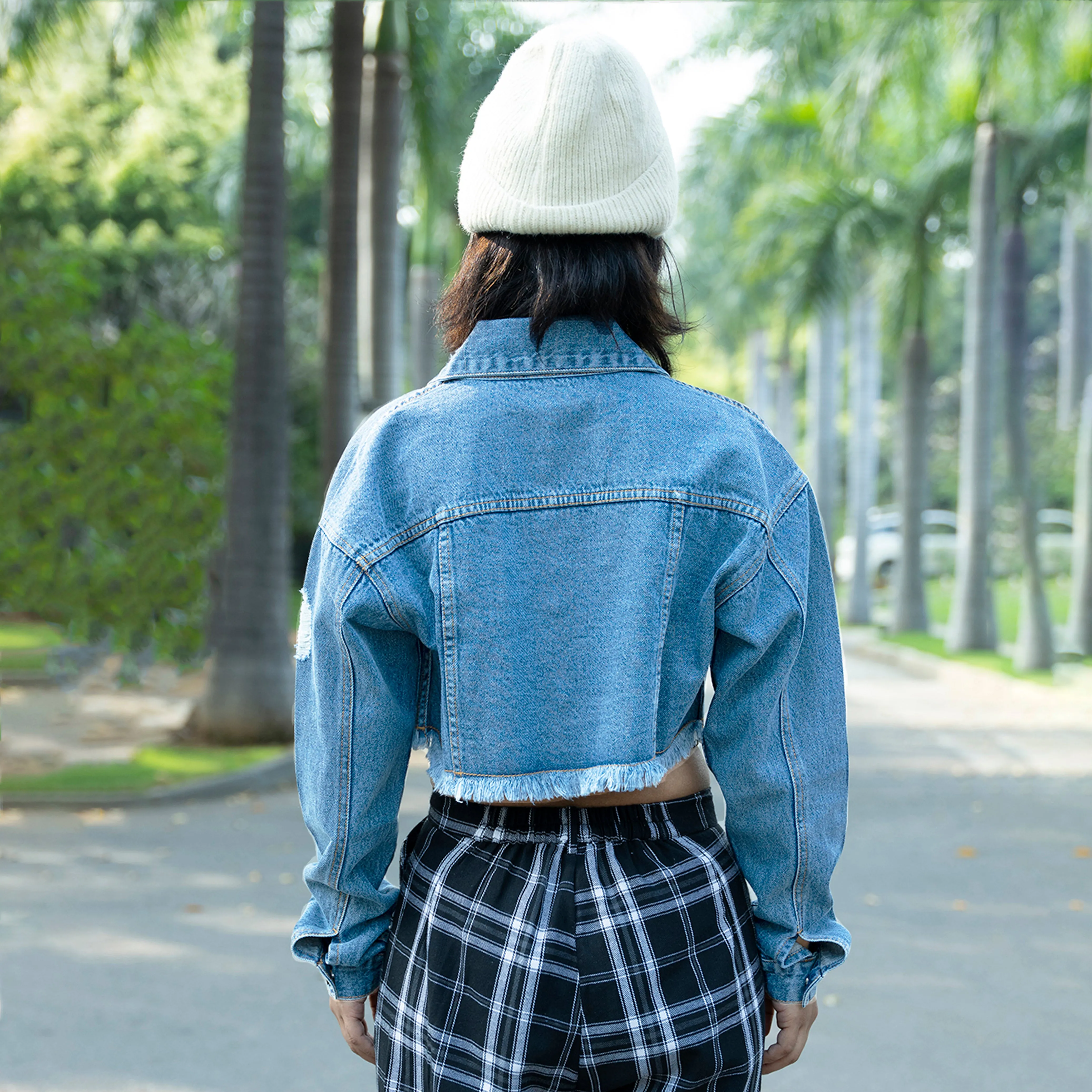 Blue Denim Crop Trucker Jacket