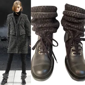 Chanel 11A, 2011 Fall Runway Black Leather Boots EU 39 US 8.5/9