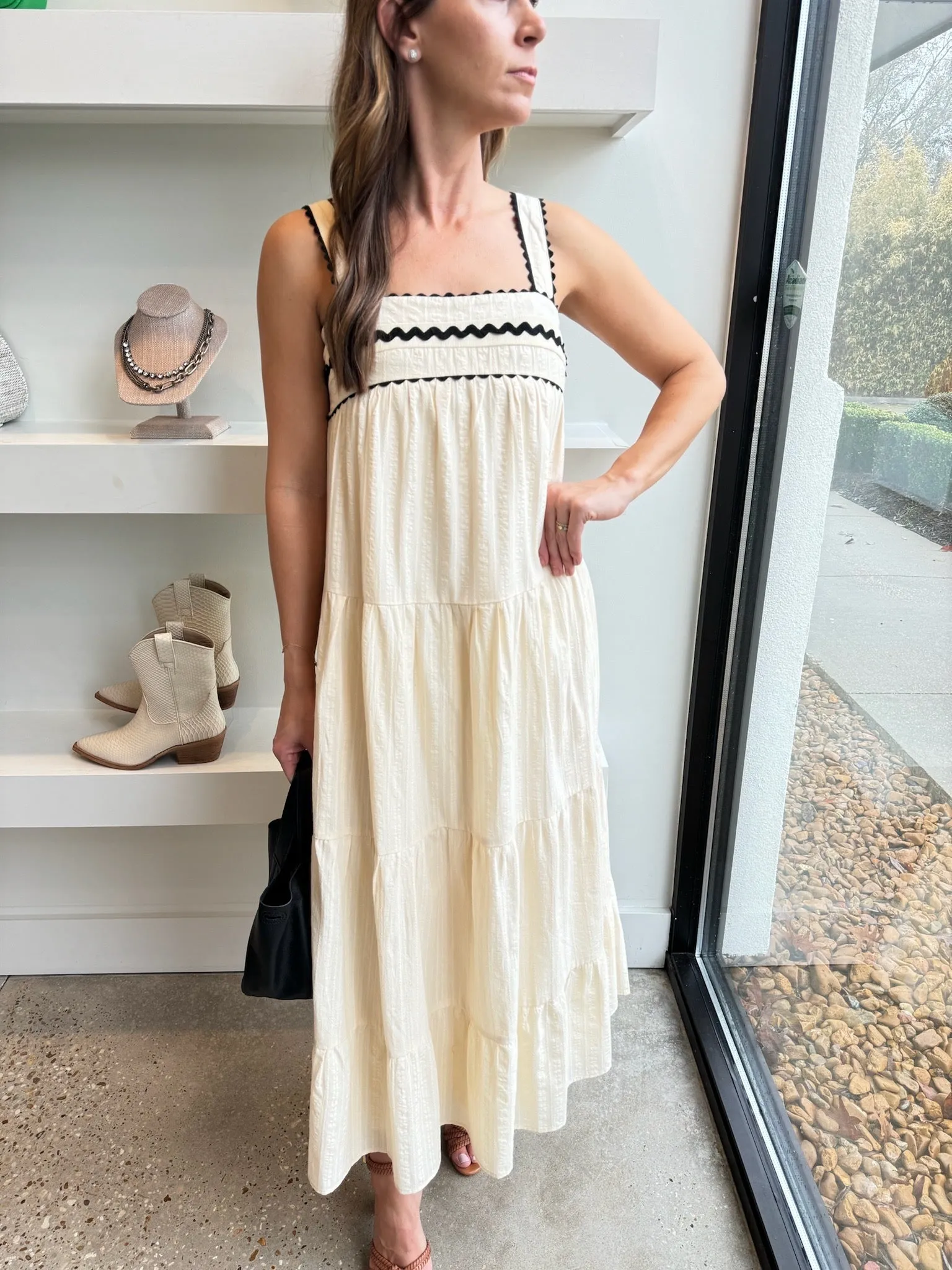 Cream Cotton Tiered Maxi Dress