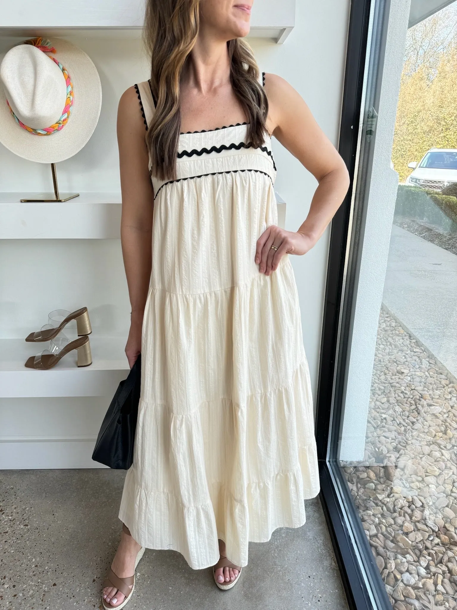 Cream Cotton Tiered Maxi Dress