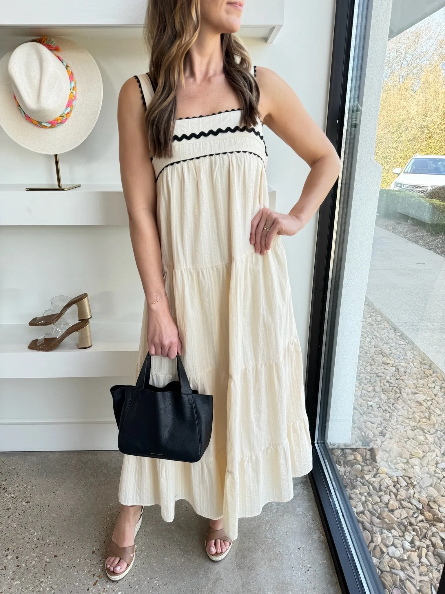 Cream Cotton Tiered Maxi Dress