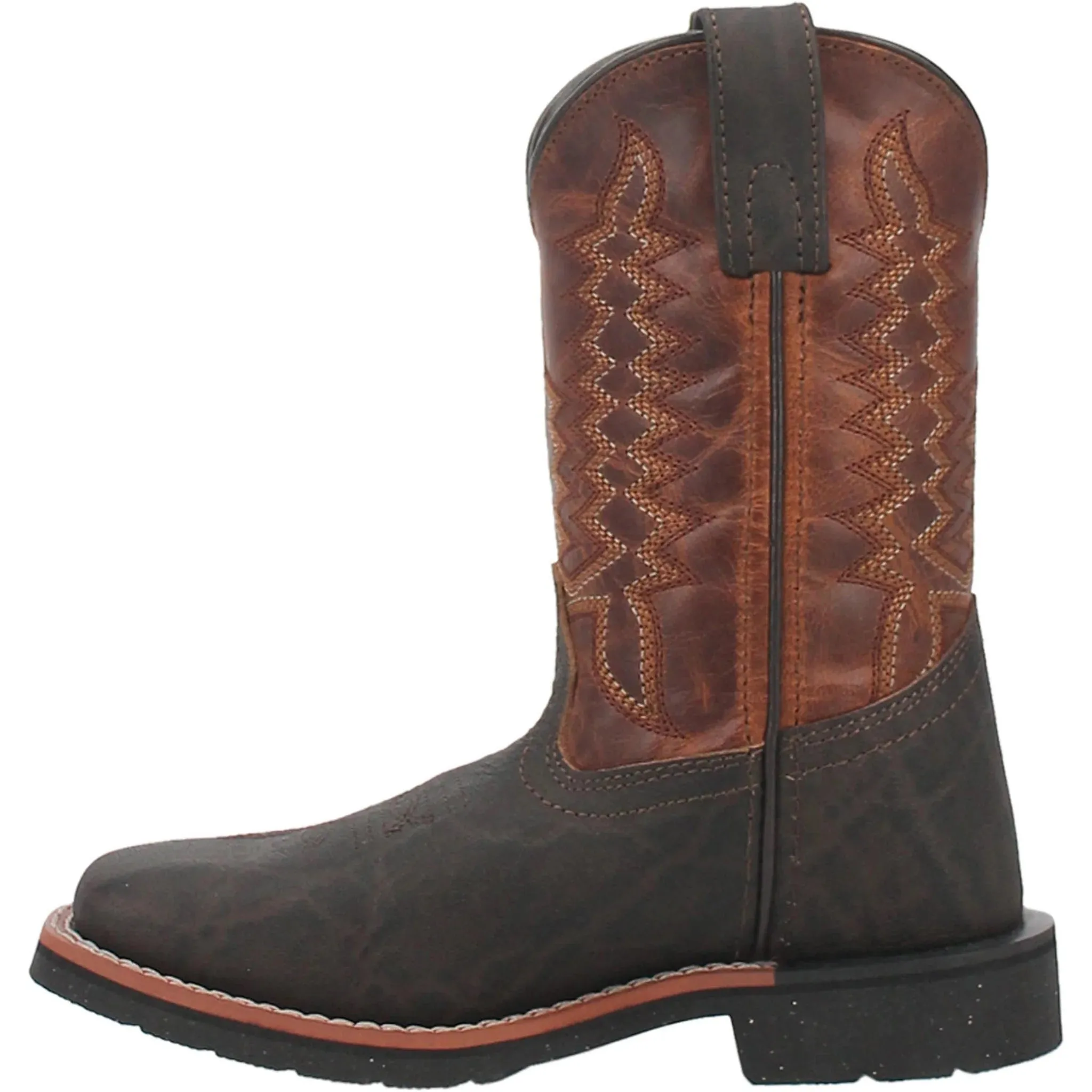 'Dan Post' Youth 8 Lil' Dillon Western Square Toe - Brown / Rust (Sizes 3.5Y-6Y)