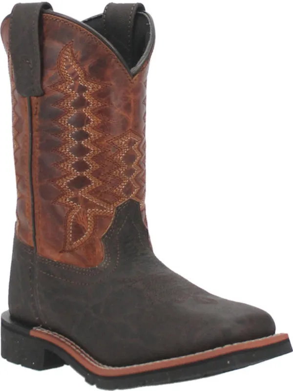 'Dan Post' Youth 8 Lil' Dillon Western Square Toe - Brown / Rust (Sizes 3.5Y-6Y)