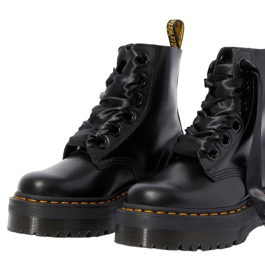 Dr. Martens women's wedge combat boots 6 holes Molly 24861001 Buttero black 