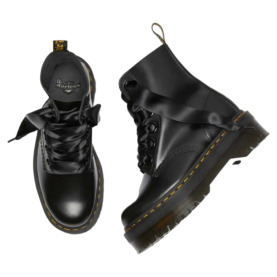 Dr. Martens women's wedge combat boots 6 holes Molly 24861001 Buttero black 