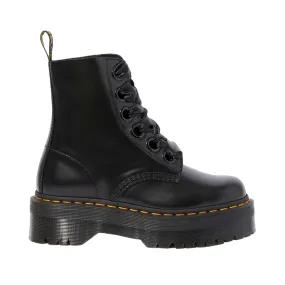 Dr. Martens women's wedge combat boots 6 holes Molly 24861001 Buttero black 