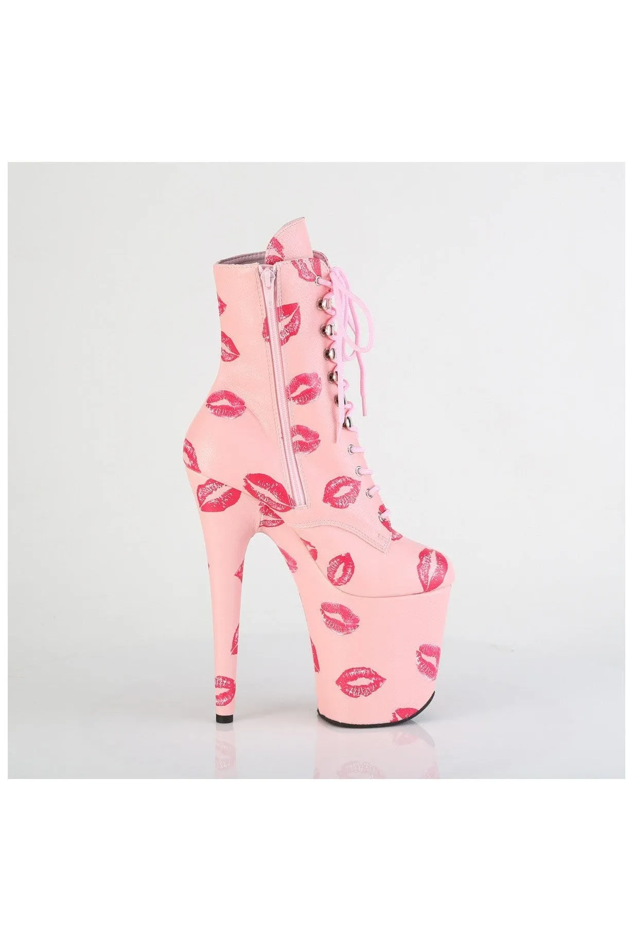 FLAMINGO-1020KISSES Pink Faux Leather Ankle Boot