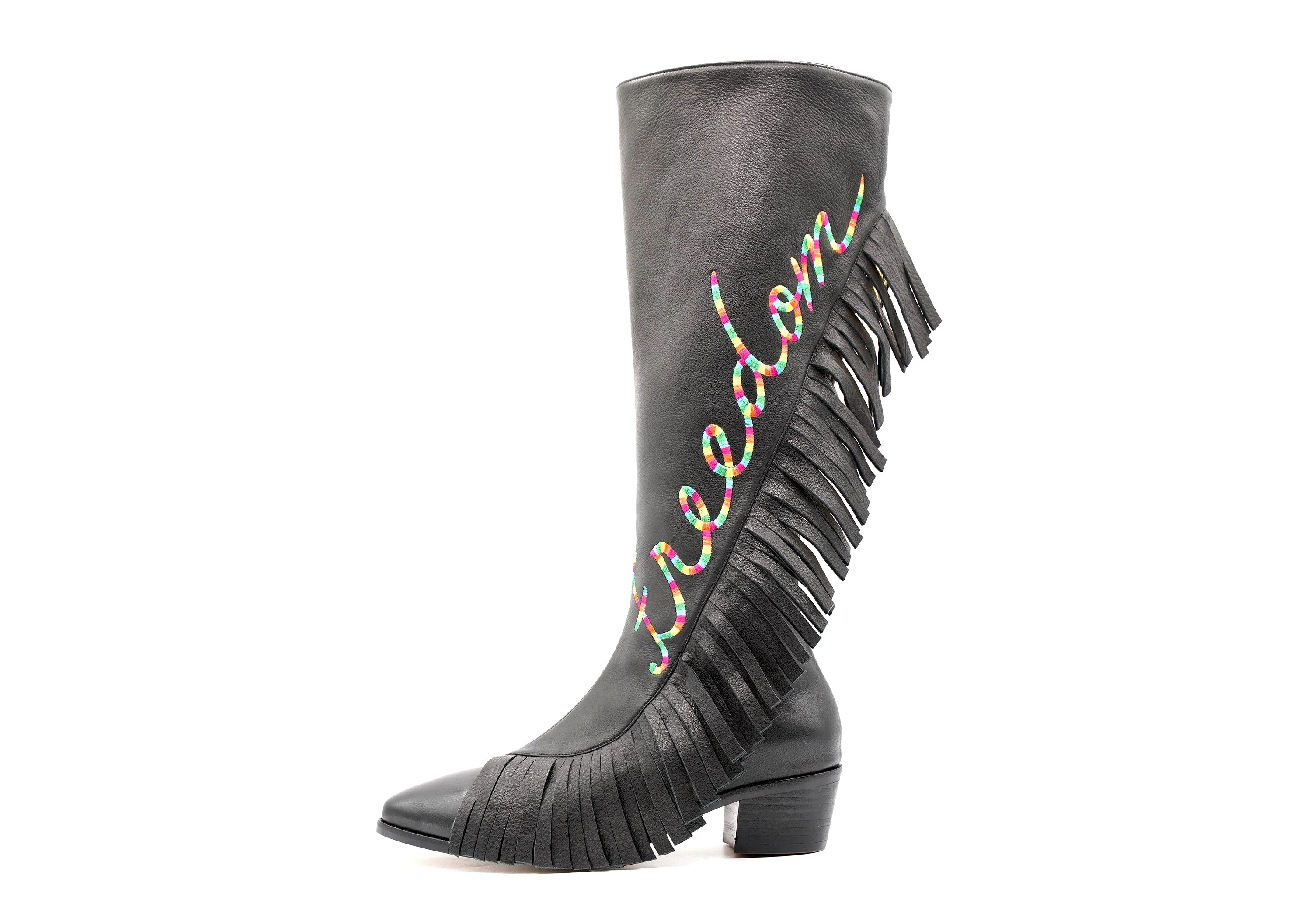 FREEDOM FIGHTER FRINGE BOOT - BLACK - MADE TO ORDER