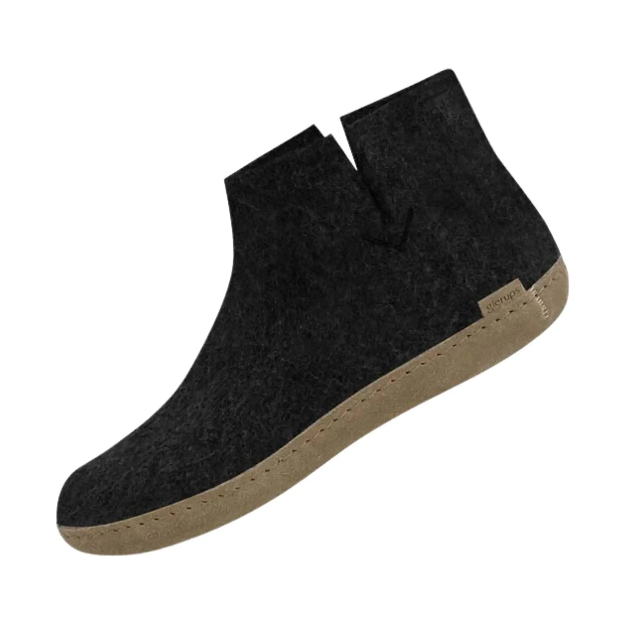 Glerups Boot With Leather Sole Slipper - Charcoal