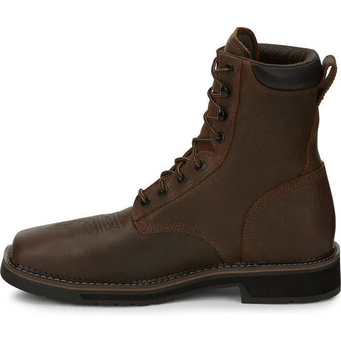 Justin Men's Driller 8 CT Waterproof Western Work Boot -Brown- SE462