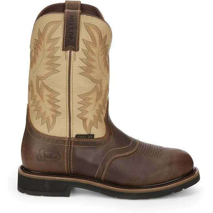 Justin Men's Superintendent 11 Steel Toe Western Work Boot -Brown- SE4661