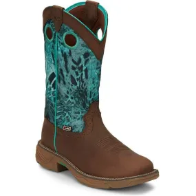 Justin Women's Rush 11 Waterproof Western Work Boot -Brown- SE4355