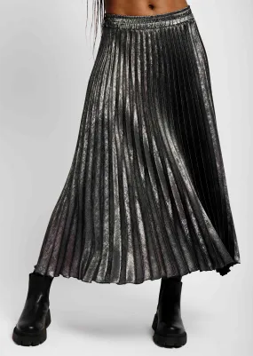 Metallic Pleated Skirt in Silver