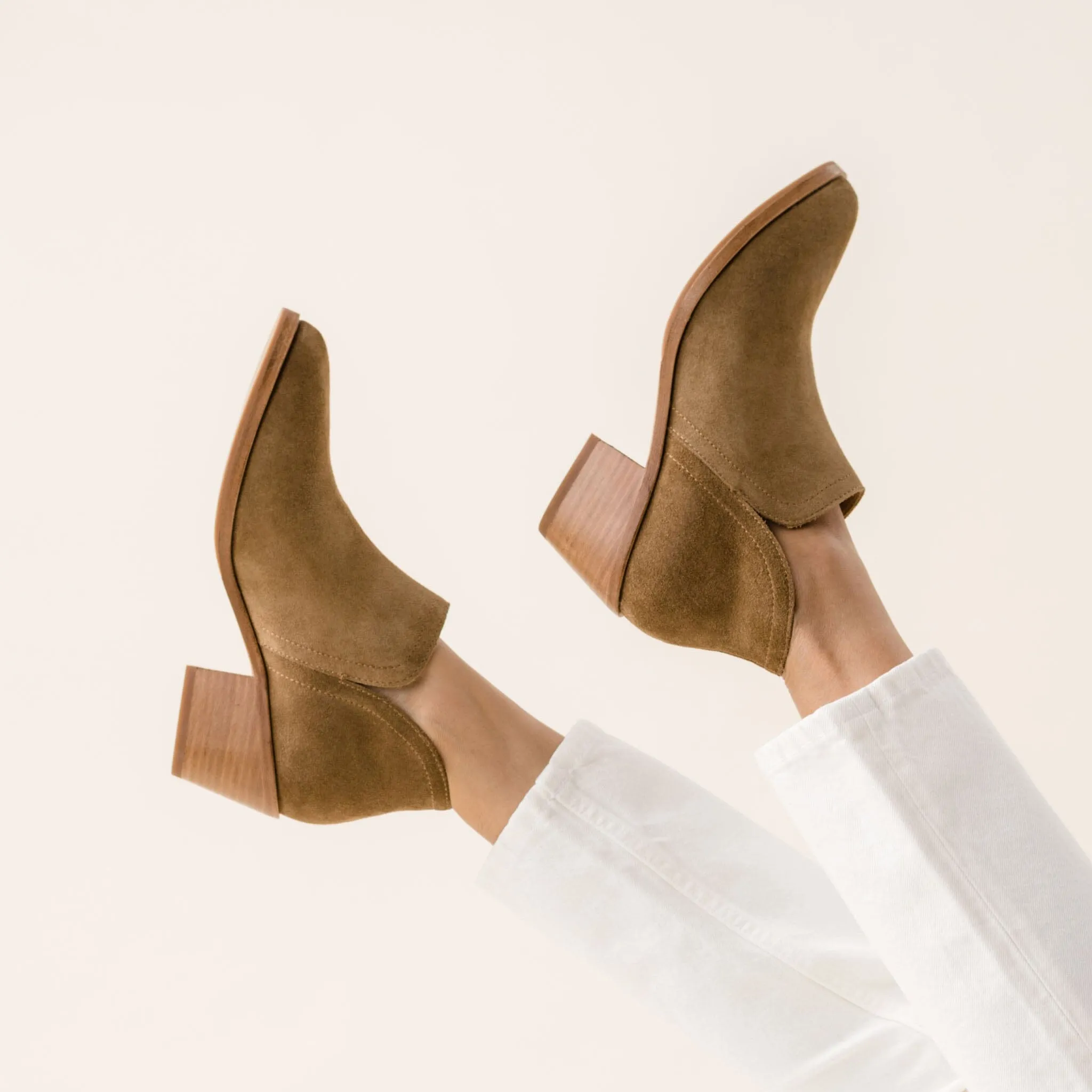 Mia Everyday Ankle Bootie Taupe Suede