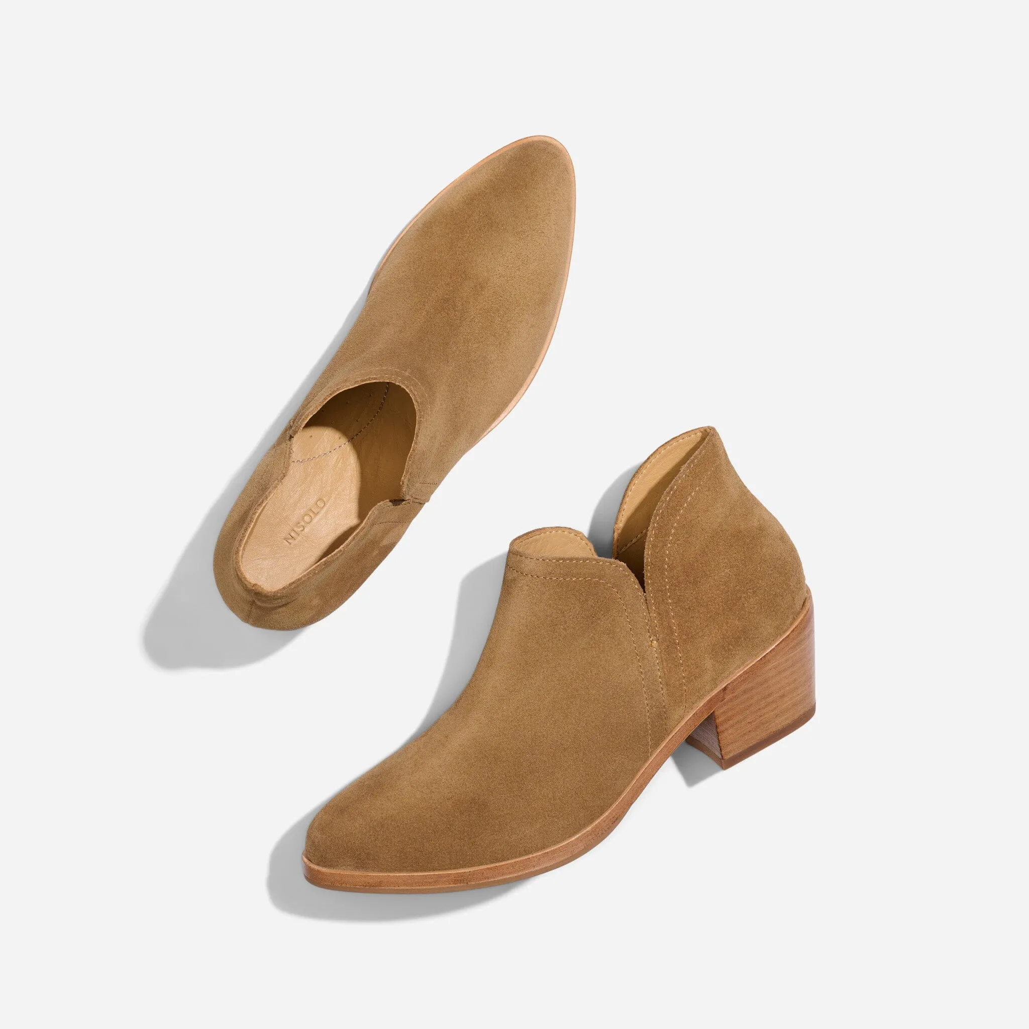 Mia Everyday Ankle Bootie Taupe Suede