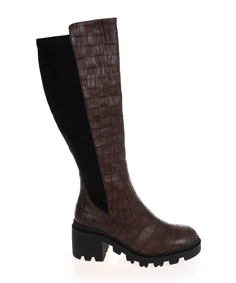 Minx Craze Cafe Check Leather Long Boot