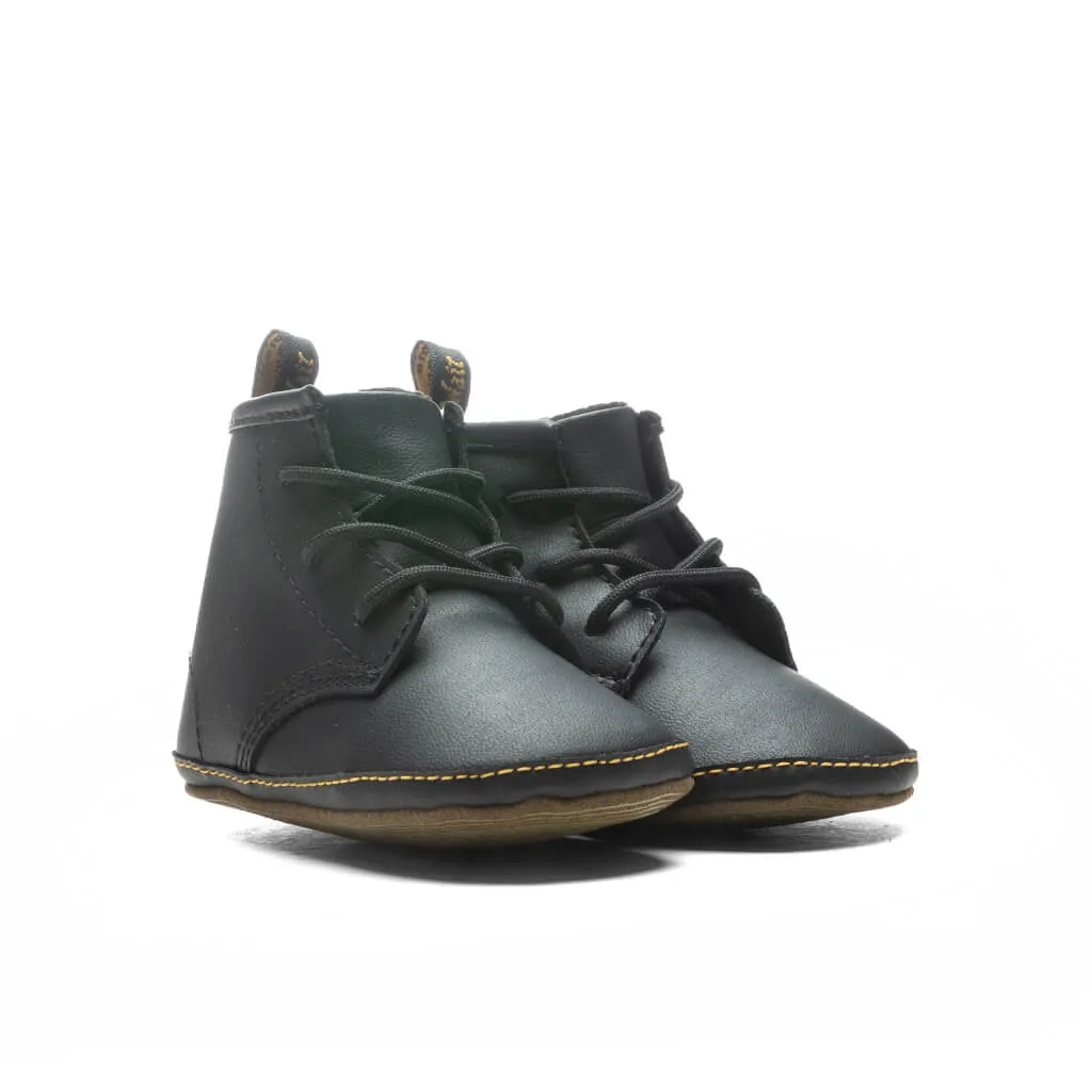 Newborn 1460 Auburn Leather Booties - Black