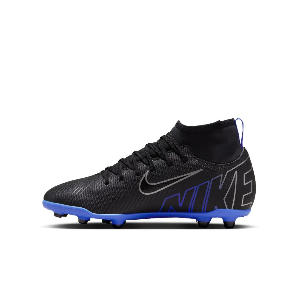 Nike Mercurial Superfly 9 Club FG Jnr Football Boots (Black/Chrome/Hyper Royal)