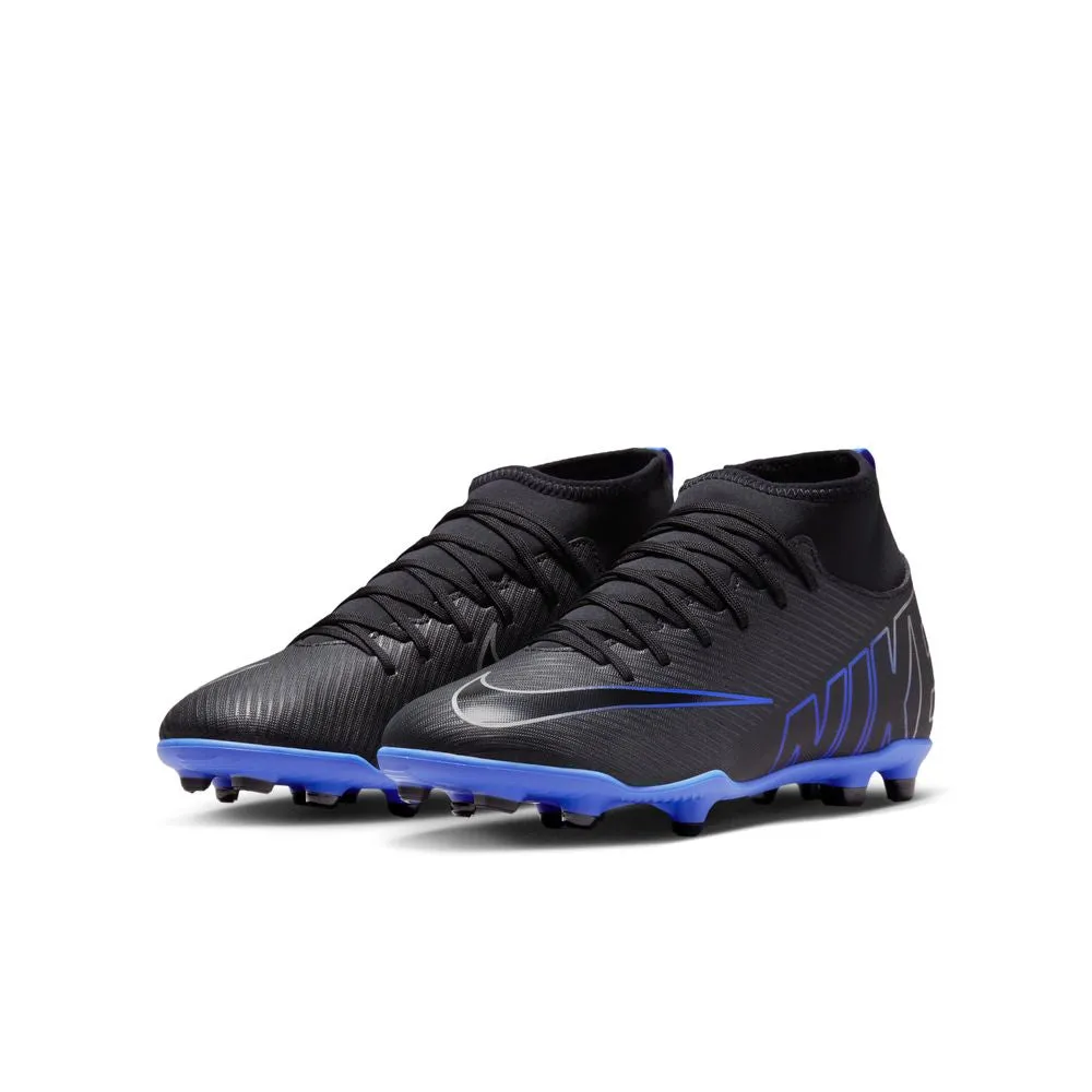 Nike Mercurial Superfly 9 Club FG Jnr Football Boots (Black/Chrome/Hyper Royal)