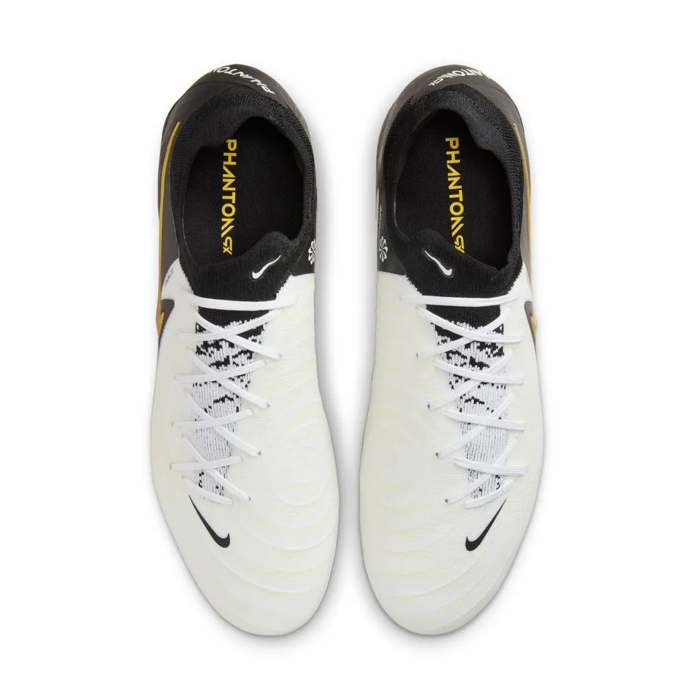 Nike Phantom GX 2 Pro FG Football Boots (White/Black/Metallic Gold)