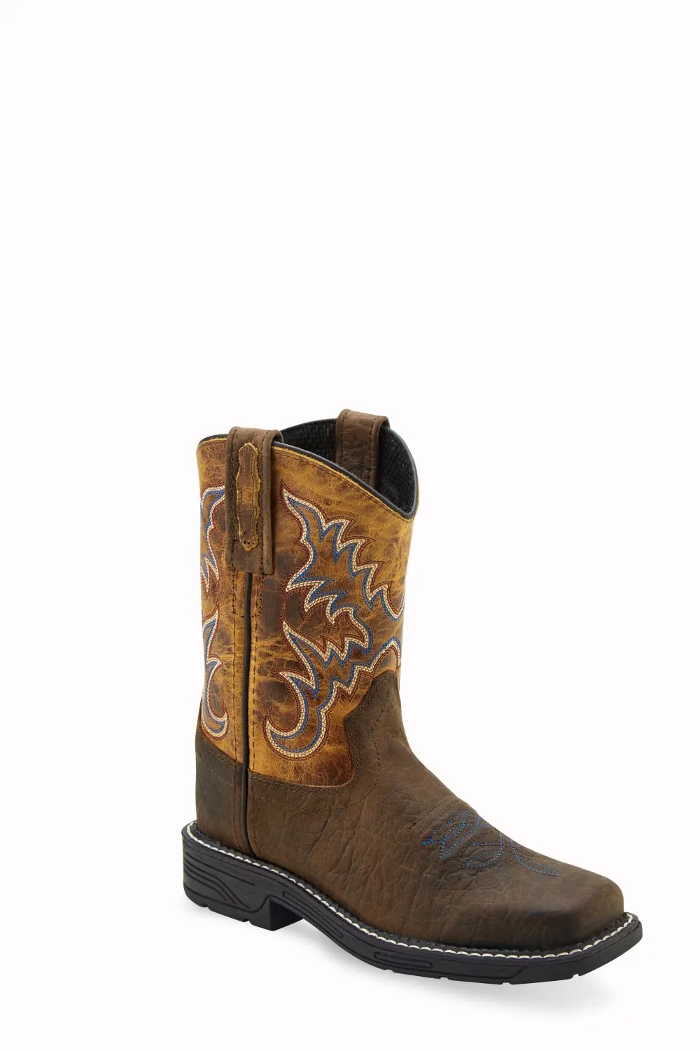 'Old West' Youth Western Square Toe - Brown / Tan (3.5Y-7Y)