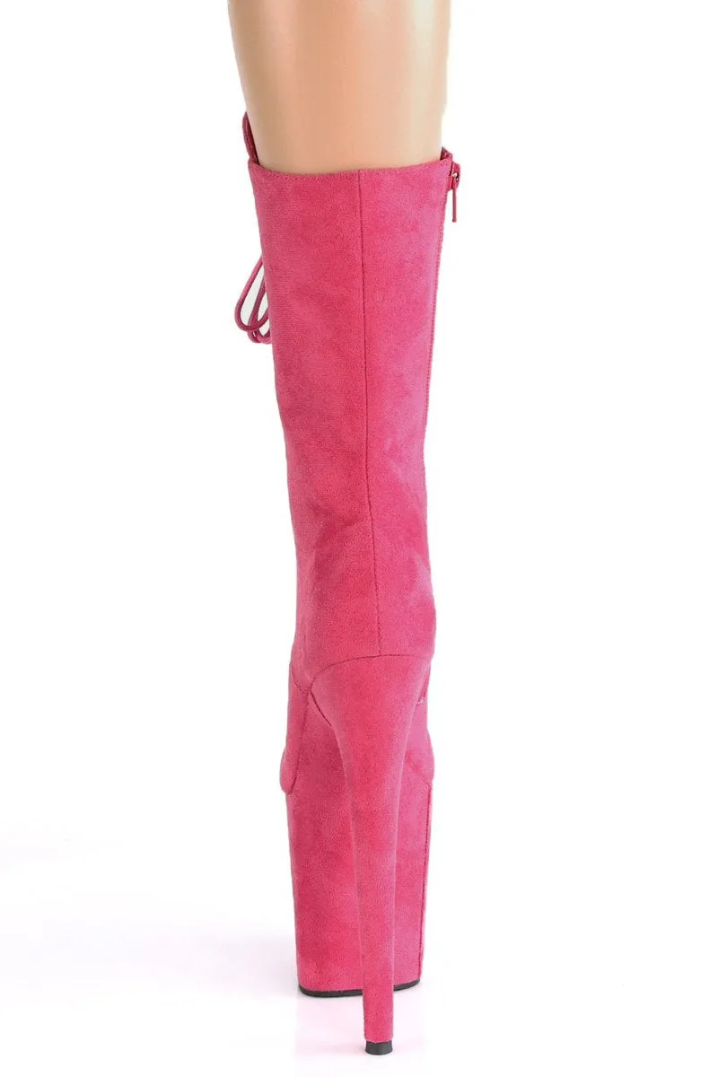 Pleaser USA Flamingo-1050FS Faux Suede 8inch Pleaser Boots - Hot Pink