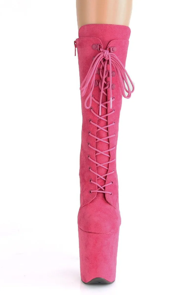 Pleaser USA Flamingo-1050FS Faux Suede 8inch Pleaser Boots - Hot Pink