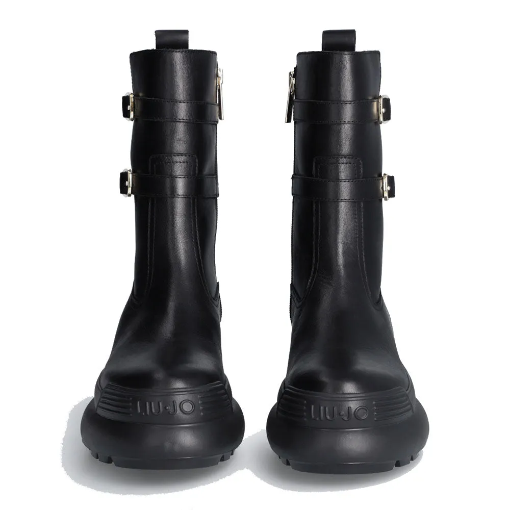 Scarpe Donna LIU JO Amy 19 Combat Boots in Pelle Nera