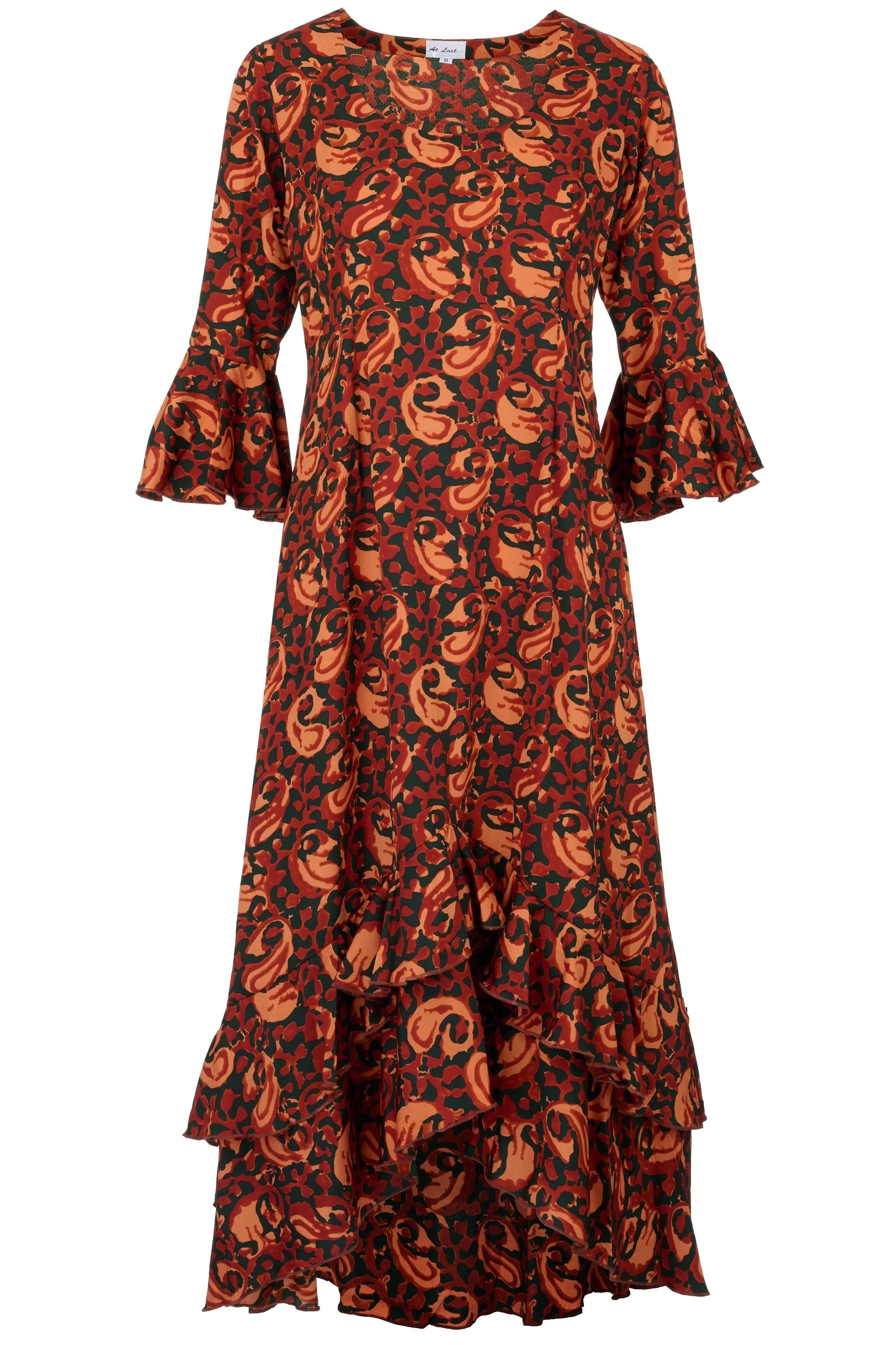 Victoria Midi Dress in Autumn Leaves Swirl