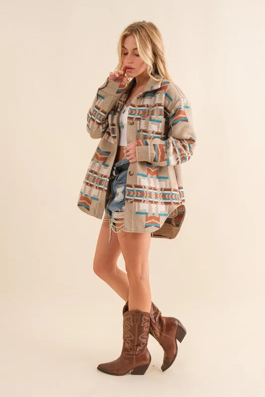 Western Aztec Shirt Jacket