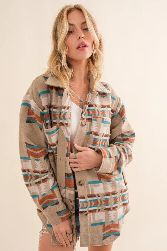 Western Aztec Shirt Jacket