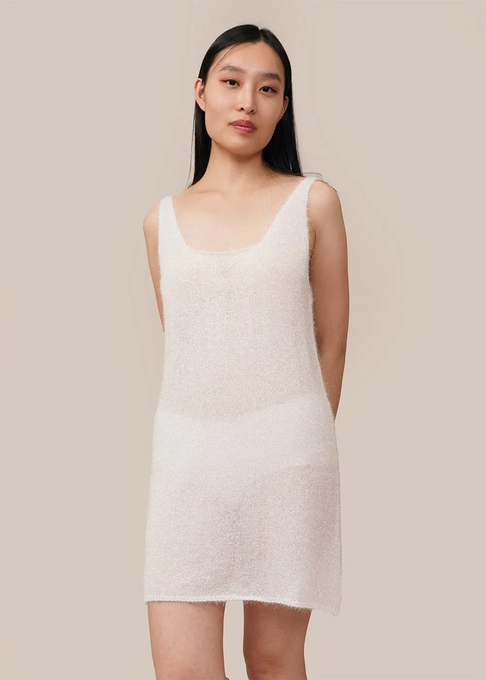 White Hairy Layered Dress